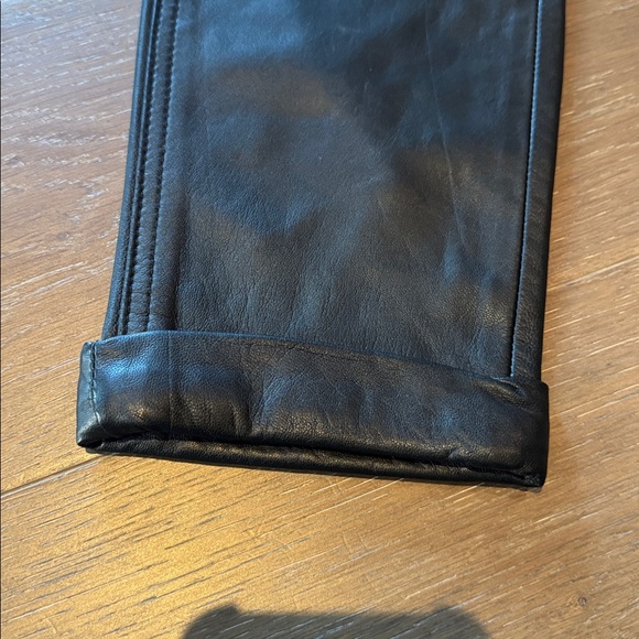 Rag & Bone Leather Pants Womens Size 26 Black Cuffed Hem Mid Rise - Picture 10 of 10